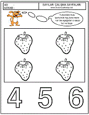 çocuklara sayıları öğretmek için çalışma sayfaları